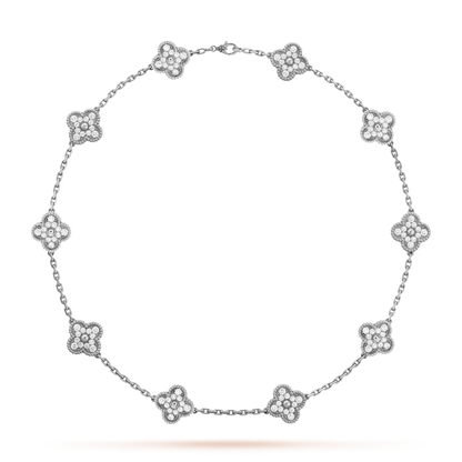 HALSKETTE VIERBLÄTTRIGER KLEE LAVISH 10 DESIGNS - SILBER