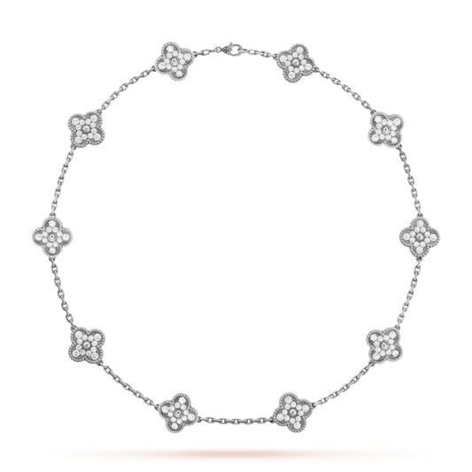 HALSKETTE VIERBLÄTTRIGER KLEE LAVISH 10 DESIGNS - SILBER